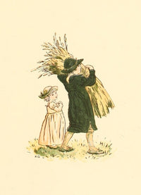 Marigold Garden Harvesting Poster Print by Kate Greenaway showcasing vibrant marigolds.