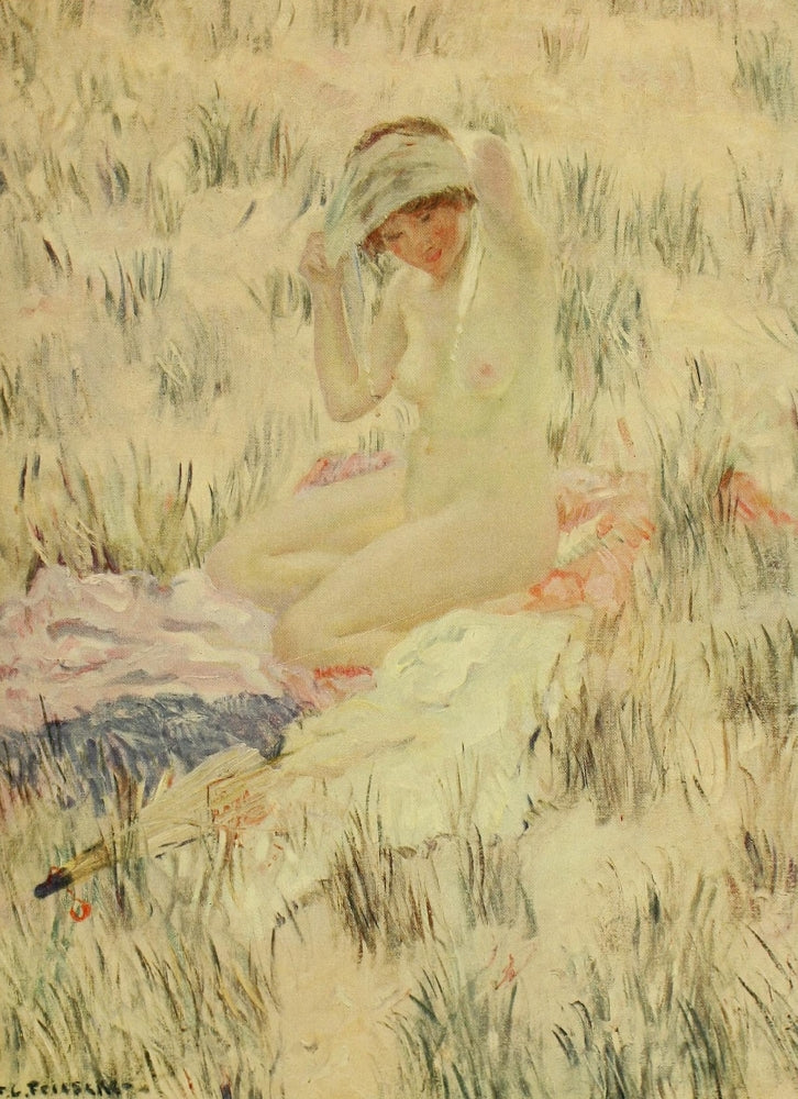 Sur les Dunes poster print by Frederick C. Frieseke, featuring serene beach landscape art.