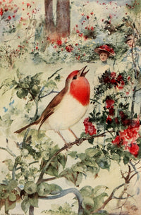 My Robin 1912 Art Poster Print by Alfred Brennan featuring a vibrant robin illustration.