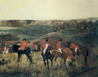 The Meet c.1864 fine art print by Edgar Degas, showcasing elegant figures.
