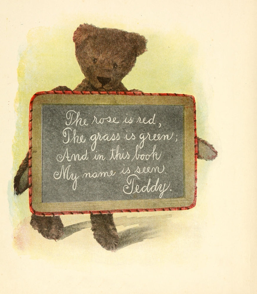 Mother Goose's Teddy Bears - The Rose is Red Bear Poster Print by Frederick L. Cavally