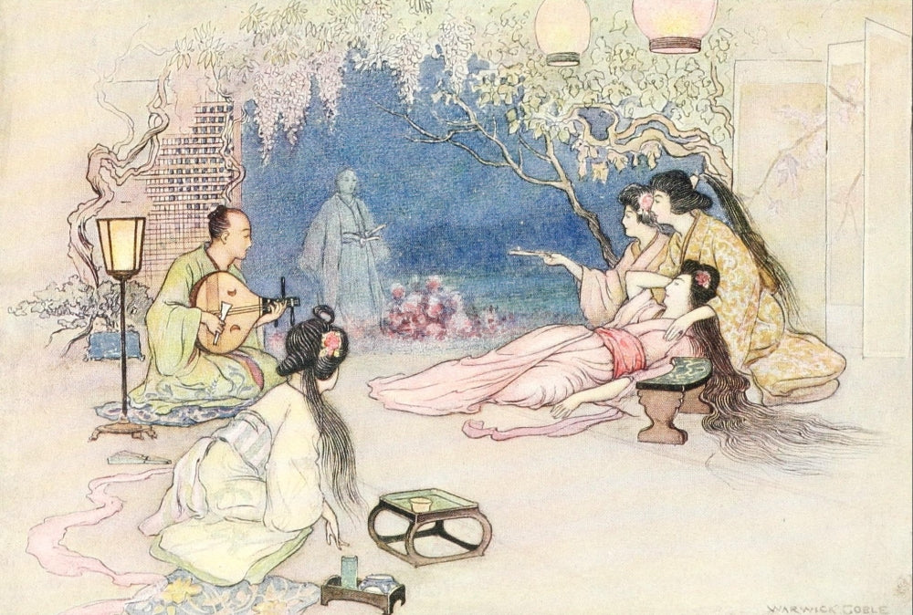 Green Willow 1910 Flower of the Peony Poster Print by Warwick Goble