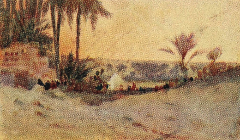 Egypt & How to See It 1907 Poster Print featuring an Arab village near Esneh by Augustus Osborne Lamplough.