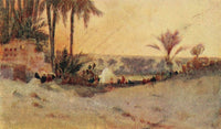 Egypt & How to See It 1907 Poster Print featuring an Arab village near Esneh by Augustus Osborne Lamplough.