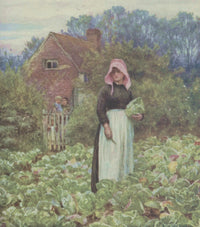 Happy England 1904 Cutting Cabbages poster print by Helen Allingham
