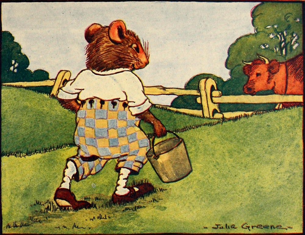 The Mouse's Tail c.1917 Fetching Milk Poster Print by Julia Greene
