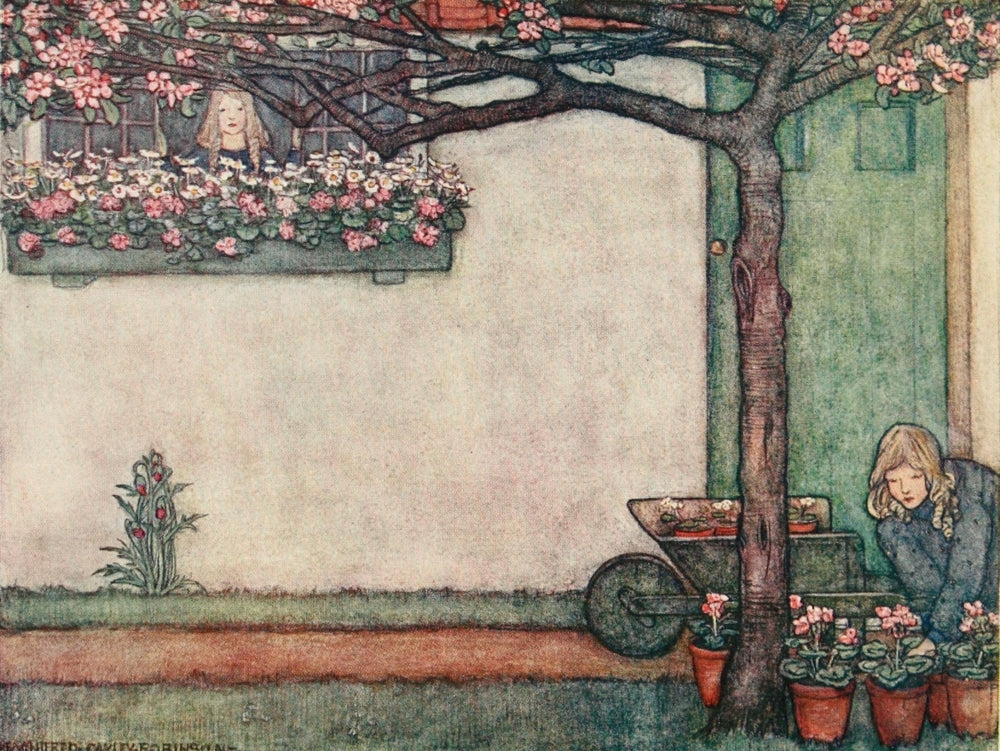The Children's Book of Gardening 1909 Window Garden Poster Print by Winifred Cayley-Robinson