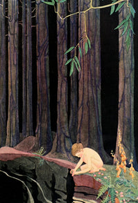 A Little Boy Lost Reflected in the Black Mirror Poster Print by Dorothy Lathrop