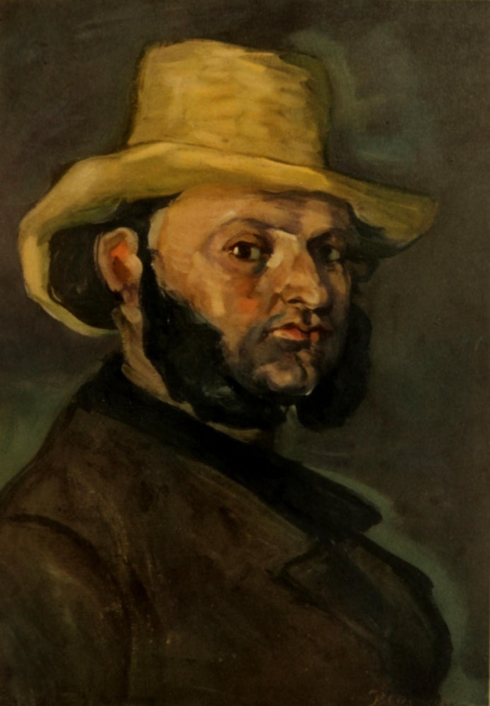Man with a Straw Hat art print by Paul Cézanne featuring vibrant colors and masterful brushwork.