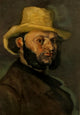 Man with a Straw Hat art print by Paul Cézanne featuring vibrant colors and masterful brushwork.