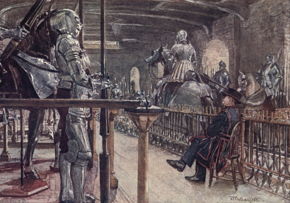 Tower of London Armoury Poster Print by John Fulleylove, historical art piece.
