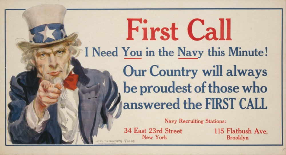 WWI 1917 First Call Poster Print by James Montgomery Flagg