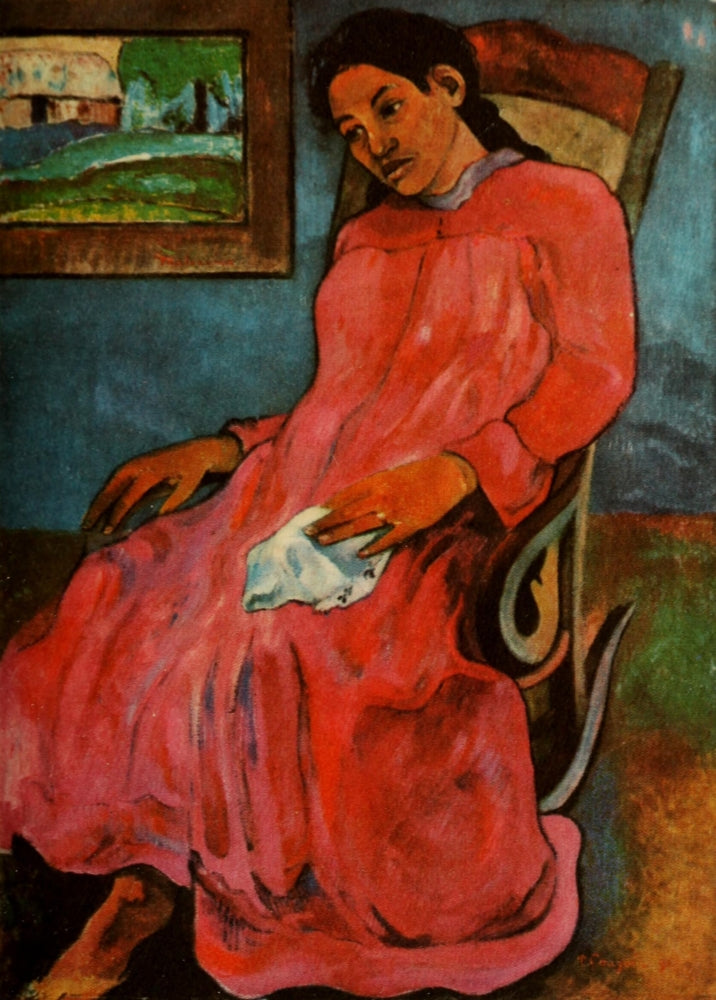 Reverie 1891 Poster Print by Paul Gauguin featuring vibrant colors and serene imagery.