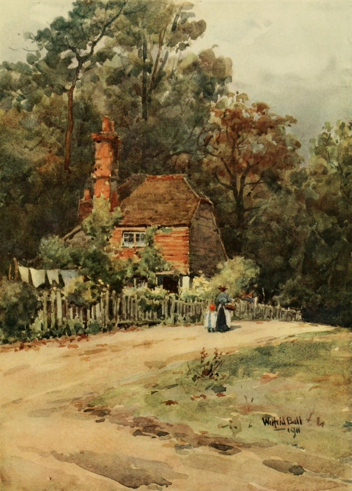 Old Turnpike Cottage Poster Print by Wilfrid Ball showcasing English architecture.
