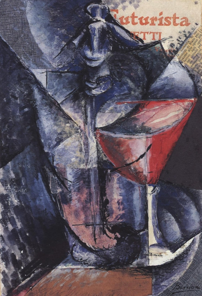Still Life, Glass & Siphon (1912) poster print by Umberto Boccioni, vibrant Futurist artwork.