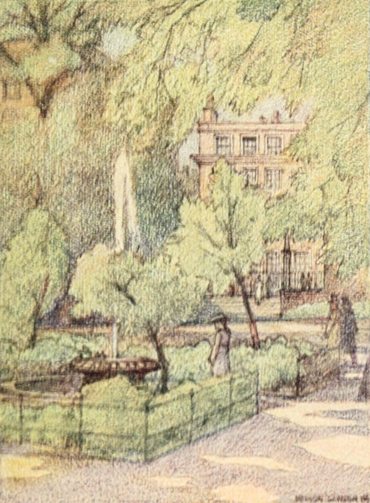 A Wanderer in London 1906 Poster Print by Nelson Dawson, capturing the beauty of Temple Gardens.
