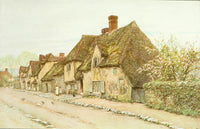 A Village Street, Kent Poster Print by Helen Allingham, depicting a serene English village.