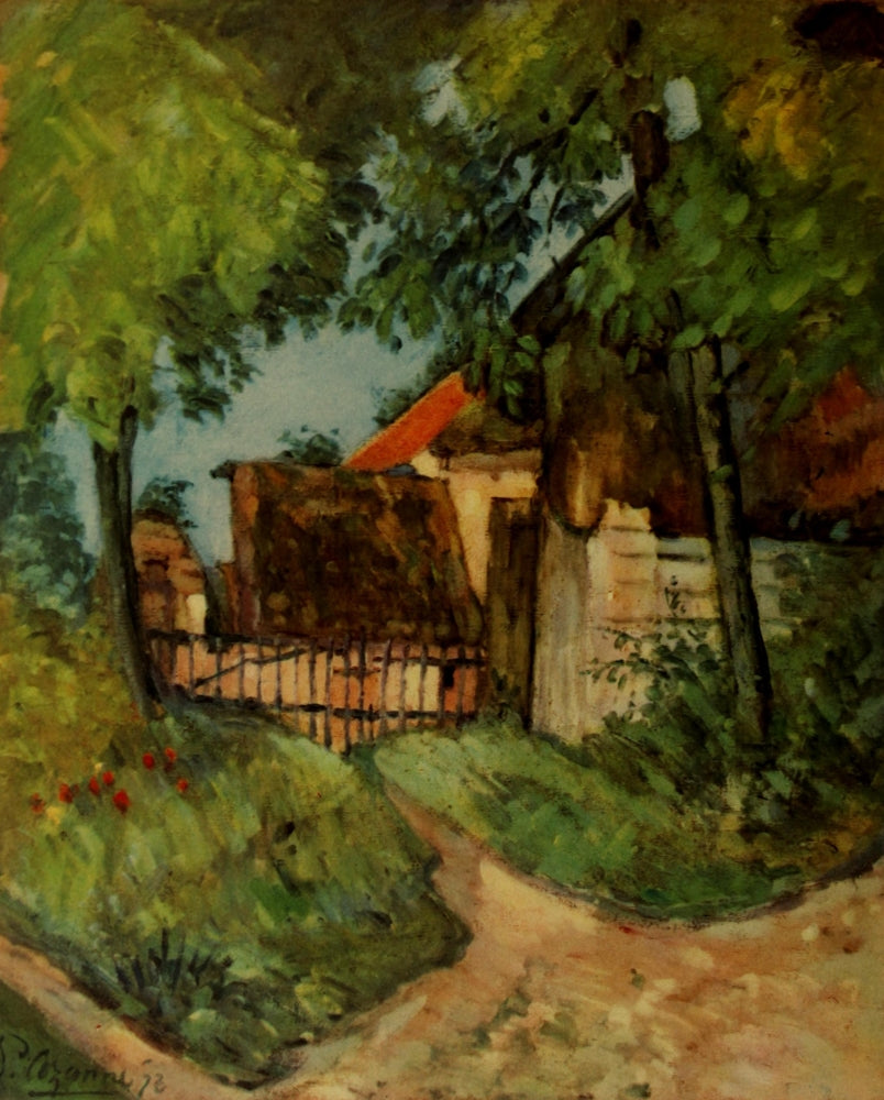 The Cottage in the Trees Poster Print by Paul Cézanne showcasing a serene cottage in a lush forest.
