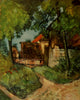 The Cottage in the Trees Poster Print by Paul Cézanne showcasing a serene cottage in a lush forest.