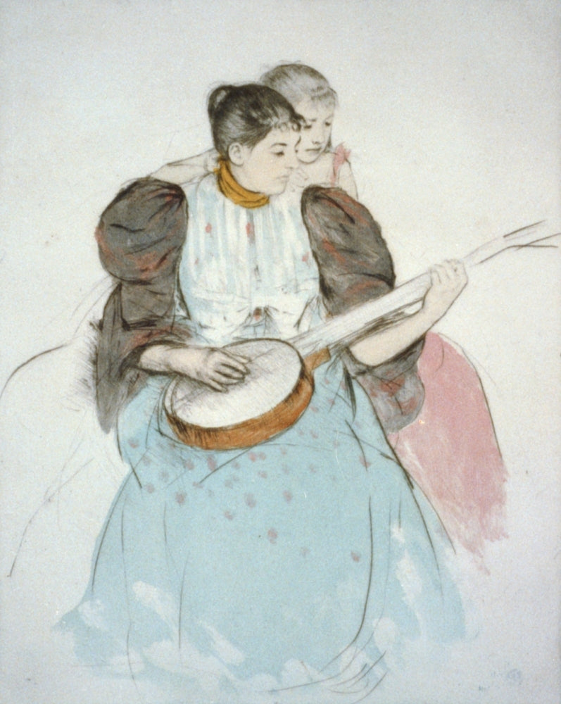 The Banjo Lesson fine art print by Mary Cassatt, capturing a touching moment between a child and an adult.
