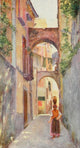 Naples 1904 Street Scene in Sorrento Poster Print by Augustine Fitzgerald