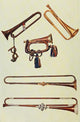 Musical Instruments 1921 Cavalry Bugles & Trumpets Poster Print by William Gibb