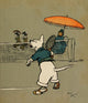 Cecil Aldin's Merry Party Tennis Poster Print from 1913 showcasing a lively tennis match scene.