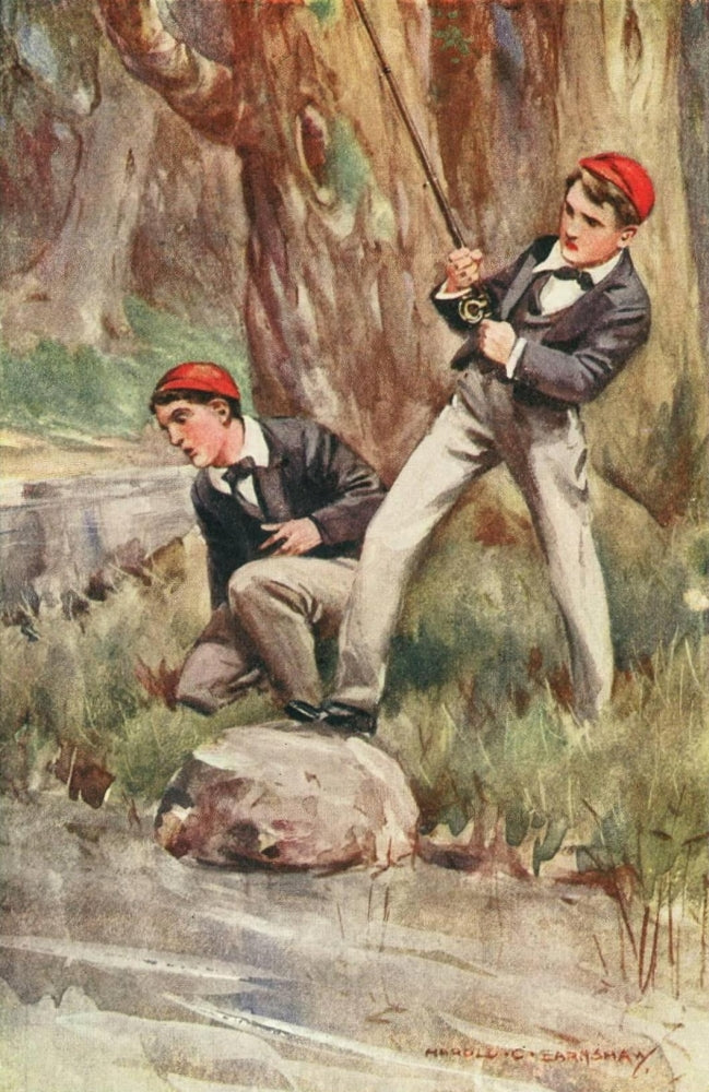 Burr Junior 1891 Schoolboys Fishing Poster Print by Harold Earnshaw