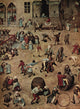 Children Playing fine art print by Pieter Bruegel depicting children engaged in games.