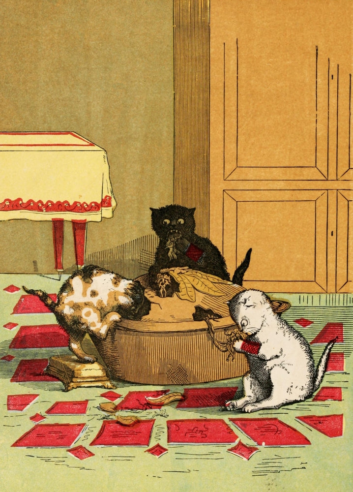 Three Little Kittens 1859 They Eat the Pie Poster Print by R.M. Ballantyne