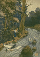 Canoeing in the Wilderness Art Print by Will Hammell, depicting a canoe navigating rapids.