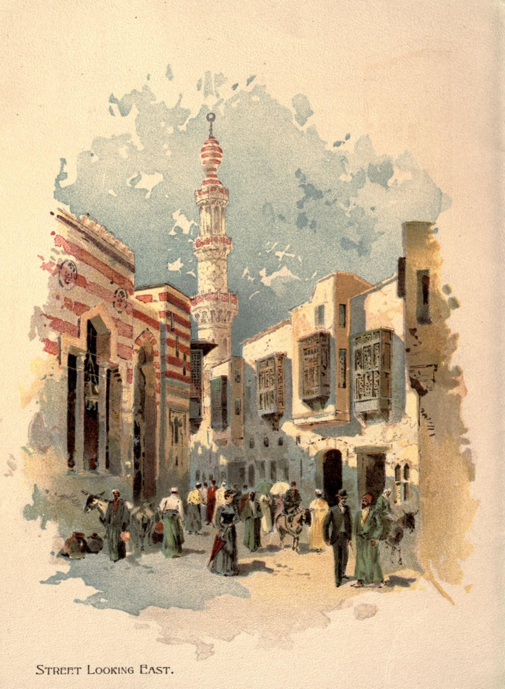 Street in Cairo 1893 Poster Print by Charles Graham, vintage artwork depicting a bustling street scene.