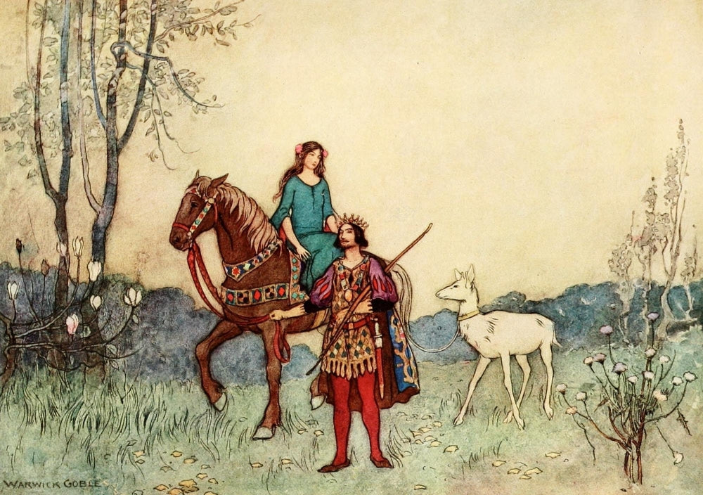 The King Took the Maiden on His Own Horse Poster Print from The Fairy Book 1913 by Warwick Goble