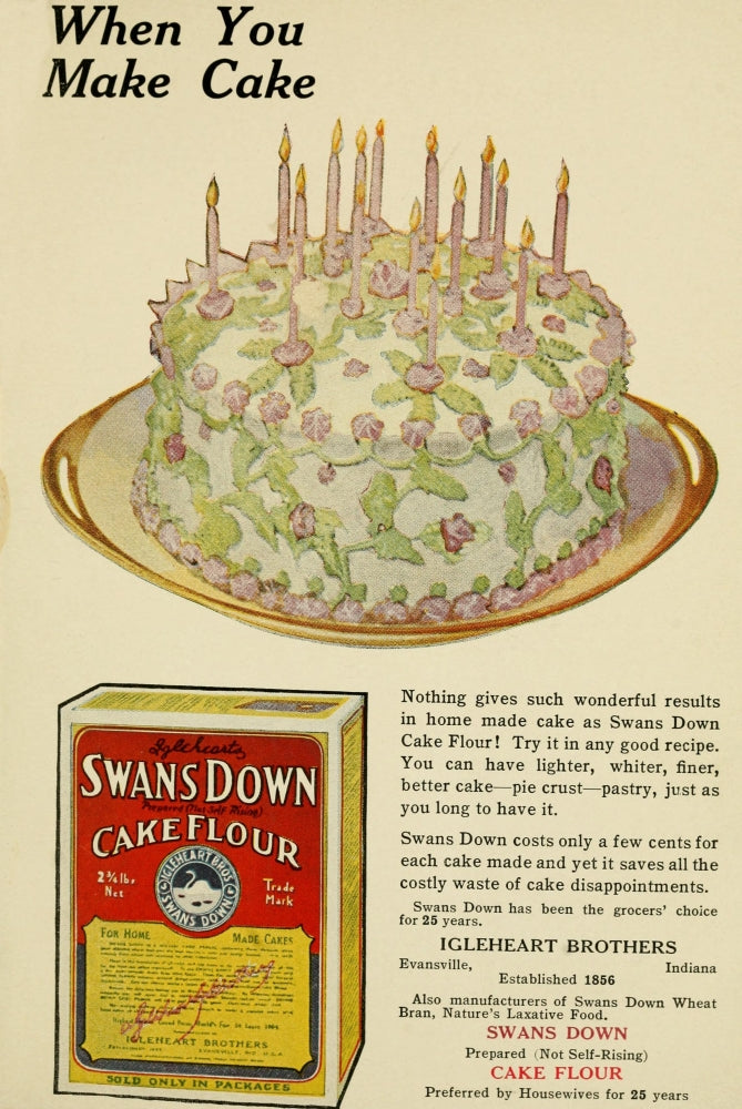 Vintage Battle Creek Cookbook 1922 Birthday Cake Poster Print