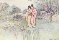 Green Willow 1910 Poster Print by Warwick Goble, featuring serene nature imagery.