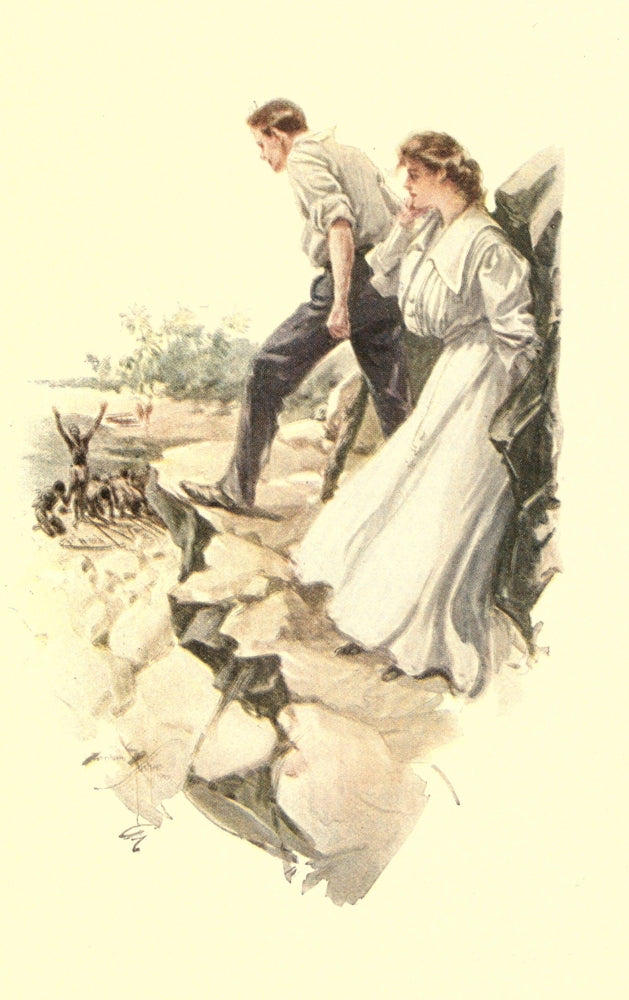 Nedra 1905 Caught on Cliff Poster Print by Harrison Fisher