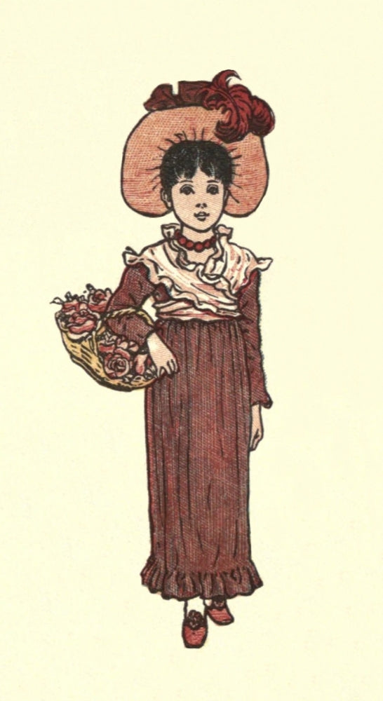 Under the Window 1879 Girl with Flower Basket Poster Print by Kate Greenaway