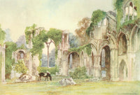Netley Abbey East Window Poster Print by Warwick Goble, showcasing intricate architectural beauty.
