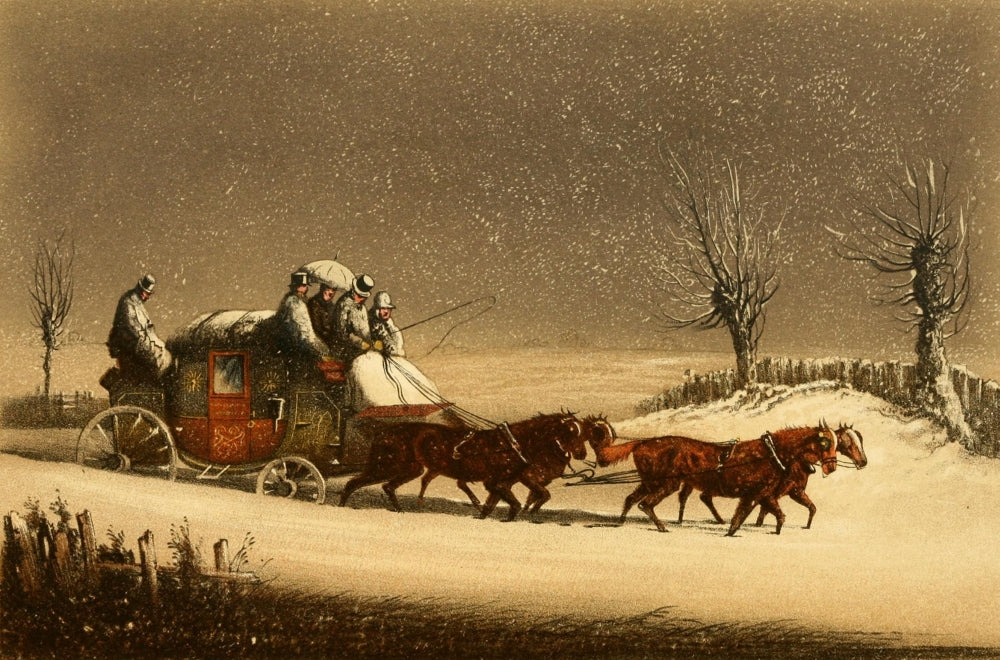 Down the Road 1875 Poster Print by Henry Alken showcasing a cheerful scene.