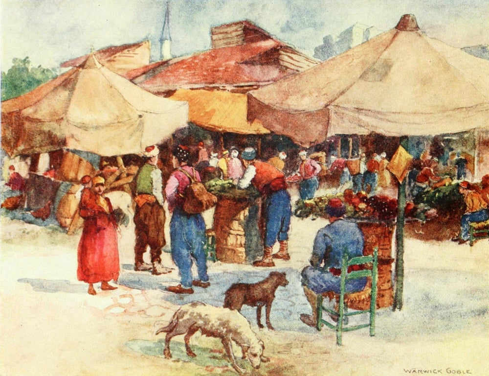 Constantinople 1906 Market at Scuteri Poster Print by Warwick Goble