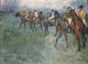 Jockeys in the Rain Art Print by Edgar Degas, showcasing dynamic horse racing scene.