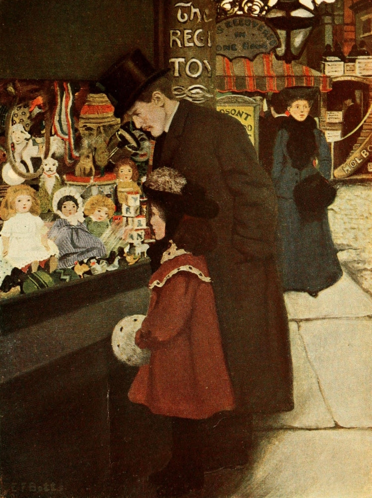 A Little Princess 1905 Shopping Poster Print by Ethel Franklin Betts, vibrant and whimsical artwork for children's decor.