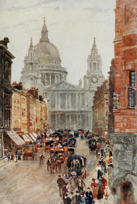 Scenery of London 1905 poster print showcasing St. Paul's Cathedral and Ludgate Hill.