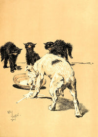 A Dog Day 1902 Stealing Cats' Milk Poster Print by Cecil Aldin