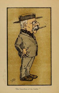 The Guardian of the Links poster print by H.W.G. Hayter, showcasing whimsical caricature art.