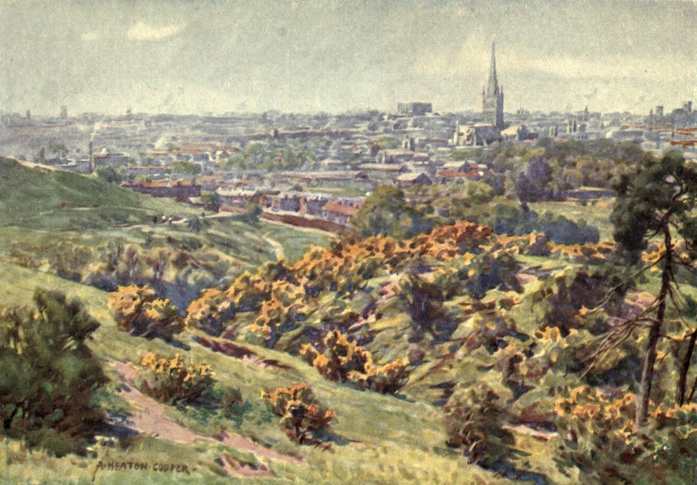 Norfolk & Suffolk 1921 Norwich from Mousehold Heath Poster Print by Alfred Heaton Cooper