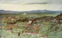 Florence & Some Tuscan Cities Poster Print by R.C. Goff showcasing the green plains of Tuscany.