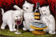 Currier & Ives Three Jolly Kittens at the Feast Poster Print