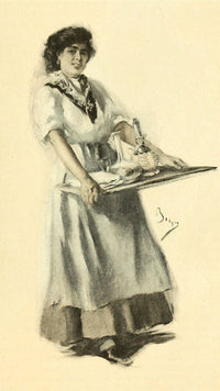 Scribners 43 1908 Lady with Tray Poster Print by W.M. Berger