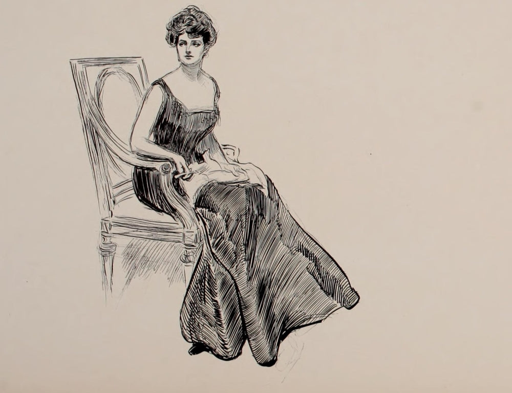 Social Ladder 1902 Fine Art Print by Charles Dana Gibson showing a lady in a chair